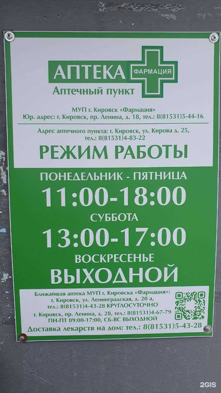 Отзывы на компанию Фармация в г. Кировск c фото